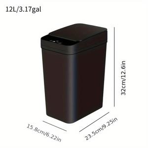 TEMU 2.2갤런/12L 터치리스 자동 모션 센서 욕실 , 스마트 전동 플라스틱 좁은 , 거실, 침실, 사무실 및 주방에 적합, 당신의 이상적인 선택 (블랙)