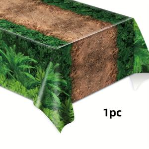 TEMU 공룡이 있는 숲 테마 파티 테이블보, 일회용으로 디자인되었습니다. 정글 테마 생일 파티, 베이비 샤워, 피크닉 및 캠핑에 적합합니다.