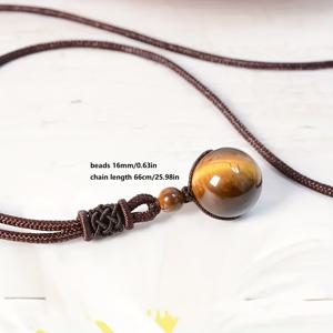 TEMU 조절 가능한 브레드 로프가 있는 보호 엘레강트 타이거 아이 펜던트 네크레슬 - 커플, 데이, 모더 데이, 프렌드십 데이, 일상용 조형, 차밍 네크레슬에 적합한 이상적인 선물