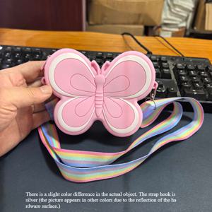 TEMU 여성용 1개 나비 실리콘 크로스바디 백 - 화려한 컬러풀 나비 디자인, 지퍼 클로저, 조절 가능한 스트랩, 열쇠, 카드 및 작은 필수품을 위한 컴팩트 파우치, 패셔너블 액세서리, 나비 가방