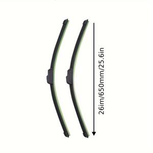 TEMU 2개 자연 고무 무소음 와이퍼 블레이드, U자형 후크 설치용 - 14인치~26인치 사이즈, 사계절 필수 윈드실드 와이퍼 액세서리