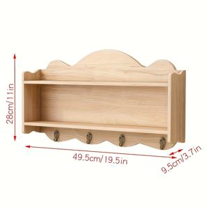 TEMU 천연 나무 벽 선반 - 러스틱 팜하우스 주방 & 다이닝 정리대, 조립 불필요, 거실·사무실·카페용 튼튼한 목재 선반, 공간 절약형 수납 캐비닛 데코, 농가 스타일 주방 장식, 노르딕 디자인, 우수한 제작 기술, 내구성 강한 목재 구조, 랙