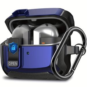 TEMU 갤럭시 버드 3, 갤럭시 버드 3 프로용 보호 케이스, 풀 바디 충격 방지 디자인과 안전한 잠금 클립 특징.