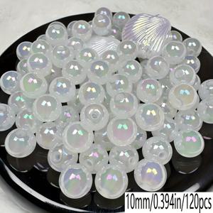 TEMU 펄 화이트 AB 아크릴 비즈, 10mm 라운드 루스 비즈 - 주얼리 제작, 공예 프로젝트, 홈 데코, 핸드메이드 비즈 추가, 크리스마스 선물, 새해 선물, 발렌타인데이 선물, 파티 용품에 적합