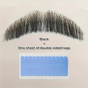 TEMU 할로윈, 코스프레, 파티용 수제 풀 레이스 콧수염 및 수염 - 무대 공연을 위한 즐거운 메이크업 추가, 보이지 않는 레이스 장난용 소품, 사실적인 얼굴 털, 양면 테이프 12개 포함 (무료)|코스프레