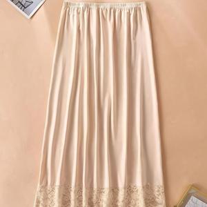 TEMU 1개 달콤하고 부드러운 솔리드 컬러 슬릭키 파이버 패브릭 레이스 웨이스트 스커트, 힙 커버용 안감 스커트로 착용 가능, 도파민 Y2K 필수 아이템, 데일리웨어, 휴가, 여행, 데이트, 파티, 결혼식, 연회, 어버이날, 발렌타인데이, 커플 선물용
