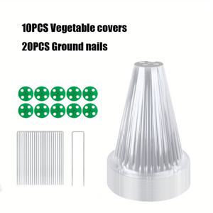 TEMU 10/20/30개 조절 가능한 회전 통풍구가 있는 투명 벨 커버 재사용 가능한 식물 보호용 가든 클로쉬 + 20/40/60개 지면 스테이크 포함, 동물, 새, 닭으로부터 정원 보호