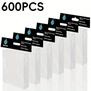 TEMU 600개 클리어 소프트 트레이딩 카드 프로텍터 슬리브 - 축구, 야구, 마법, MTG 카드용 표준 크기 - 내구성이 뛰어난 PP 소재, 수집 카드를 정리하고 전시하는 데 이상적, 카드 정리, 세련된 카드 슬리브, 보호 카드 슬리브