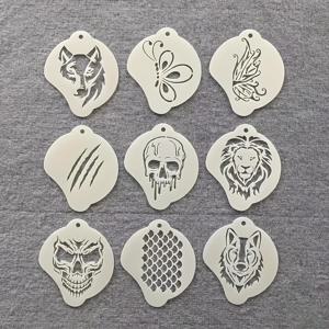 TEMU 새로운 페이스 페인팅 타투 스텐실, 홀아웃 스킨 두들, 코믹 스타일 드로잉 템플릿