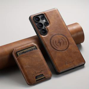 TEMU 휴대폰 케이스: SUTENI 무선 충전 가죽 마그넷 카드 홀더 스탠드 사진 프레임 휴대폰 케이스 S25Ultra S24Plus S23 S22 Note20 남성 친척 친구 어르신 선물용|지갑|S22케이스