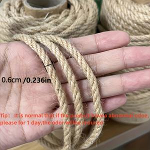 TEMU 20m 천연 린넨 로프 | 6mm 두께 고품질 린넨 실, 공예, 고양이 스크래쳐, 수공예품 및 정원 프로젝트에 적합