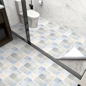 TEMU 욕실용 방수 바닥 스티커 롤, 욕실 바닥 리모델링을 위한 자가 점착 미끄럼 방지 타일