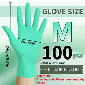 TEMU 100/50개, 9인치 잔디 그린 니트릴 장갑, 방수 및 미끄럼 방지, 가정 청소, 휴일 선물, 주방 설거지, 욕실 청소, 애완동물 청소, 일회용 장갑, 네일 아트, 미용, 라텍스 프리, 먼지 프리