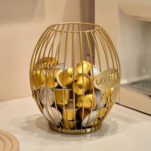 TEMU 1개 모던 골든 커피 캡슐 정리함 - 주방, 카페, 다이닝룸용 우아한 오픈 케이지 디자인 금속 구조, 호환 가능 - 커피 애호가를 위한 장식품, 커피 바 액세서리, 주방 정리, 데코, 홈 데코, 현대적 스타일, 고품질 마감, 카페 오너를 위한 고급 센터피스