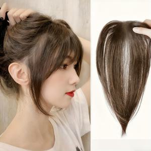 TEMU 여성용 앞머리, 일본 레트로 스타일, 이마를 덮는 옆머리, 매끄러운 헤어라인, 흰머리 가림, 볼륨 추가, 헤어피스