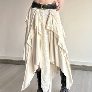 TEMU SassyGals 여성용 프렌치 스타일 빈티지 레이스 스커트 드레스 - 로우라이즈 롱 드레스, 대비 레이스 패널, 솔리드 컬러 우아한 파티 웨딩 데일리 웨어, 세탁기 사용 가능 가을 워드로브 필수 아이템