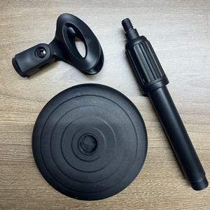 TEMU 조절 가능한 높이의 데스크탑 마이크 스탠드, 휴대용 원형 베이스 및 마이크 클립 세트 - 라이브 스트리밍, 녹음, 노래방 회의용