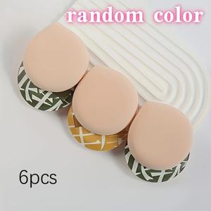 TEMU 6개 울트라 소프트 벨벳 메이크업 스펀지 - 건식/습식 사용, 모든 연한 베이지 타입에 완벽, 액체, 크림, 파우더 블렌딩에 이상적, 베이지와 패턴 디자인, 메이크업 스펀지 페이스