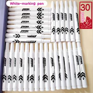 TEMU 30개입 화이트 마커, 번짐 없는 화이트 잉크 서명용 펜, 드로잉 및 낙서 용 브로드 팁 마커