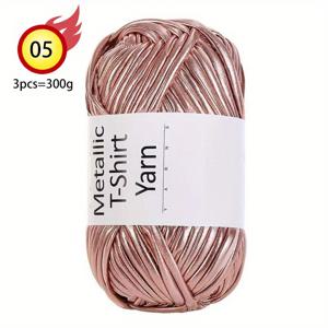 TEMU 반짝이는 메탈릭 색상 원단 스트립, 수제 직조 재료, 두꺼운 코바늘 뜨개질 털실, 코바늘 가방, 쿠션, 신발, 수납 바구니, 공예품, 머리띠 및 기타 패션 추가품 제작에 사용. 100% 폴리에스터 섬유, 1 봉투 = 3개 = 300G