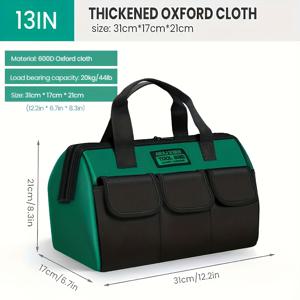 TEMU 에이라지 헤비듀티 공구 가방 (13/16/18인치) - 1680D 옥스포드 천 전기공 도구 정리함, 다용도 안티폴 스토리지 백