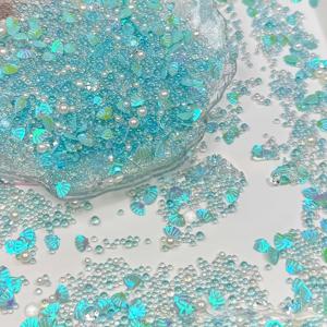 TEMU 50g 오션 시리즈 에폭시 레진 필러 - 해양 조개 시퀸 스티커 버블 진주 모조 , DIY 핀칭 장식 공예 재료 크림 드롭 액세서리 네일 아트, 홈 데코, 창의적 제작, 무지개 광택 효과, 레진 액상 몰드 필러