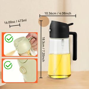 TEMU 16온스/470밀리리터 - 투인원 유리 오일 스프레이어 및 디스펜서, 오일 병 오일 스프레이 - 유리 올리브 오일 스프레이, 쿠킹 오일 스프레이, 샐러드, 주방 가제트|오일스프레이