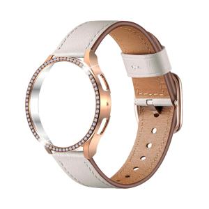 TEMU 검정, 흰색, 분홍색의 시계 밴드 2개 세트. 부드럽고 편안한 인조 가죽으로 제작되었으며, 로즈 골드 사각 버클과 반짝이는 보호 케이스가 특징입니다. 삼성 7, 6, 5 Pro와 호환됩니다.