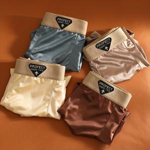 TEMU 4pcs 남성용 솔리드 컬러 럭셔리 박서 브리프, 아이스 슬릭키 섬유 원단, 통기성 캐주얼 속옷