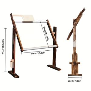 TEMU 스크롤이 있는 조절 가능한 나무 자수 프레임 - 보관 공간과 천연 나무 스크롤 로드가 특징인 다기능 십자수 프레임 - 밝은 갈색으로 마감되어 있으며, 가정, 스튜디오에 적합하며 유지 보수가 용이합니다.