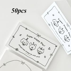 TEMU 50개 귀여운 치비 스타일 소형 카드 - 선물, 감사 카드, 이벤트용 (앞뒤 접이식, 라벨, 선물, 장식용 빈 카드) (치비 캐릭터)