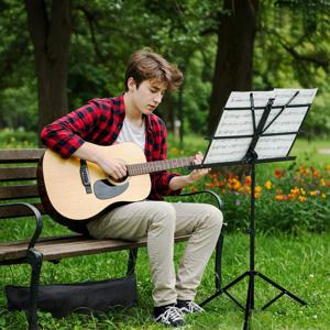 TEMU 휴대용 악보 스탠드 & 북 홀더 - 내구성 강한 조절 가능한 높이 (최대 54인치) 접이식 경량 스탠드, 악보 클립 및 캐리 케이스 포함, 피아노, 기타, 바이올린용 - 학생, 음악가, 공연에 이상적