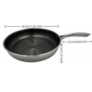 TEMU 스테인리스 스틸 평면 밑face 프라이팬, 계란 튀김 및 볶음 요리에 적합, 세척이 용이한 표면 및 고온 저항 특징, 가스 및 인덕션 조리기구에 적합, 모든 주방에 있어야 할 필수품
