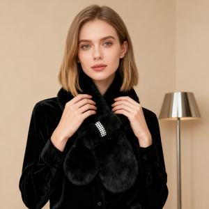 TEMU 1개 확장 및 두꺼운 인조 토끼 스카프, 103cm x 13cm 크기, 초극세사 부드럽고 따뜻한 겨울용 목걸이, 단색 및 엘레강스 디자인, 캐주얼 및 포멀한 의상 모두에 다용도 액세서리로 적합