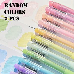 TEMU 2개 세트 글리터 하이라이터, 랜덤 컬러, 유연한 선폭과 번짐 방지 수성 잉크. 생동감 넘치는 노트 작성, 플래너, 저널에 적합. 하이라이팅과 마킹을 위한 고품질 컬러 스테이셔너리 펜