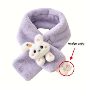 TEMU 2025 신상 귀여운 토끼 스카프 - 부드럽고 따뜻한 겨울용 모자형 넥웨어, 100% 폴리에스터 손세탁 비신축성 스카프, 토끼 귀와 꼬리 디자인, 방풍 추위 방지 스카프, 토끼 스타일 비신축성 적합