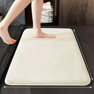 TEMU 솔리드 컬러 소프트 플러시 욕실 미끄럼 방지 매트, 심플하고 편안함, 흡수성 러그, 귀여운 짧은 털 두꺼운 디자인, 세척이 용이한 변기 매트.