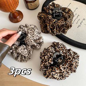 TEMU 3개 빈티지 프린트 대형 헤어 클립 | 여성용 우아한 상어 클립 패션, 플라스틱 소재