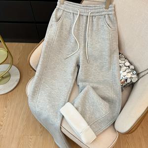 TEMU 여성용 두꺼운 하이웨이스트 레그 스웨트팬츠, 루즈핏과 매력적인 와이드 레그 캐주얼 팬츠 (소형 사이즈용), 가을 및 겨울에 완벽|냉장고바지|바지