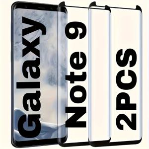 TEMU 갤럭시 노트 9 / 노트 8 호환 스크린 보호필름, [2개입] 3D 커브드 풀커버 9H 강화유리, 간편 설치, 스크래치 방지, 삼성 갤럭시 노트 9 6.4인치 버블프리, 노트 9와 노트 8 동일 모델