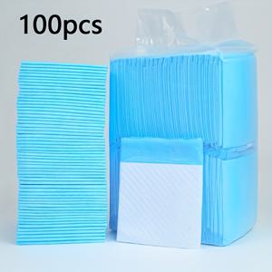 TEMU 100개입 흡수성 일회용 강아지 트레이닝 패드 - 소형 동물, 강아지, 고양이, 강아지에게 적합한 누수 방지 애완 동물 소변 매트, 랩, 침실, 크레이트 훈련, 하우스브레이킹 필요, 위생적인 솔루션, 누수 방지 디자인에 이상적|배변패드|패드