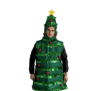 TEMU 크리스마스 트리 코스프레 의상 | 약간의 신축성 있는 원단의 축제 파티 의상, 단색 패턴, 남성용 레귤러 핏.