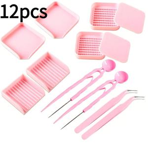 TEMU 12개 완전한 펄러 비즈 공예 키트 (비즈 펜, 비즈 스쿱 & 핀셋 포함) - 펄러 비즈 호환 대형 & 라운드 트레이 - 올인원 DIY 세트, 재봉 없이 사용 가능한 비즈 공예 용품, 아이언 전사용