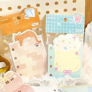 TEMU 40매/2개입 해피 플립 시리즈 | 귀여운 여성 스타일 동물 양면 M5, A6 링 바운드 노트북 페이지 (고양이, 케이크, 리본 매듭 패턴) | 종이 재질