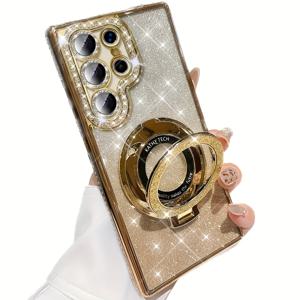 TEMU [라인스톤 글리터 마그네틱 스탠드]는 Samsung Galaxy S25, S24, S23, S22, S23 PLUS, S24 Ultra, S25 Ultra, A56, A55, A54, A53 시리즈와 호환됩니다. 라인스톤 장식과 그라데이션 글리터 페이퍼가 마그네틱 스탠드와 결합되어 있습니다.|폰케이스|S22케이스