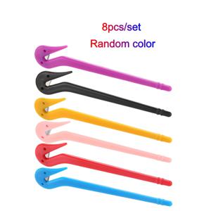 TEMU 8개입 전문가용 헤어 탄성 컷터 세트 | 내구성 좋은 플라스틱, 인체공학적 그립, 색상 코드 핸들, 정밀한 탄성 절단을 위한, 땋기, 업스타일, 포니테일에 적합, 건조/습식 헤어 모두 사용 가능, 살롱/가정용