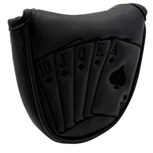 TEMU 포커 패턴 골프 퍼터 헤드커버 - 내구성 있는 소재 & 테이프 클로저, 퍼터 클럽 헤드 보호용 액세서리, 휴일 테마 (크리스마스/부활절/4일)