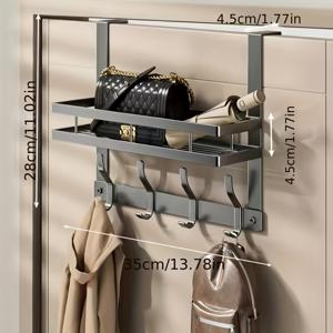 TEMU 1개 업그레이드된 고급 두꺼운 다기능 문 뒤 코트 및 모자 걸이 | 현대적인 메탈 수납 랙, 주택 소유자에게 이상적인 선물|행거