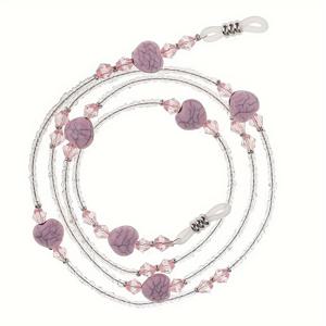 TEMU 1개 독서용 안경끈 패션 비즈 장식 안경줄 긴 스타일리시 안경 고정 스트랩