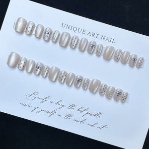 TEMU 30개 우아한 블랙 물방울 무늬 리본 디자인 프레스온 네일 - 글로시, 짧은 발레 스타일, 여성용 자가 접착 아크릴 네일 아트, 매니큐어 및 선물용으로 완벽, 네일 아트 용품 | 우아한 네일 디자인 | 글로시 엔드 네일, 네일 아트 키트|네일아트|네일팁|네일재료